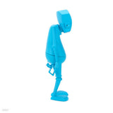 The Chris RWK Blue Robot (Arms Down) Figure by UVD Toys features a blue plastic humanoid in a relaxed pose, inspired by Chris RWK's signature robots—an ideal addition to any collector's display.
