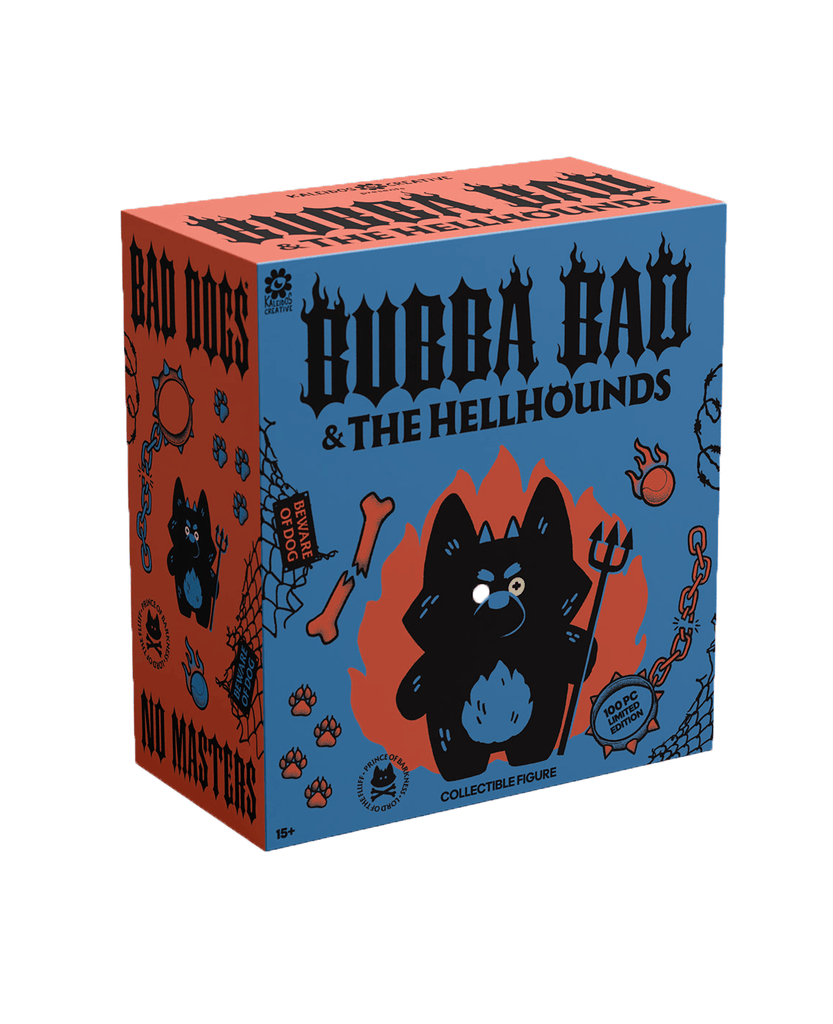 A blue and orange box labeled