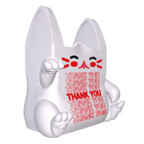 Fuku The Lucky Cat Bag by DoomCo Designs is a white maneki-neko inspired bag with red facial details and