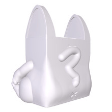 Fuku The Lucky Cat Bag by DoomCo Designs features upright ears, a curled tail, and a question mark on its side—perfect as a cute storage solution or quirky plant holder.