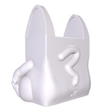 Fuku The Lucky Cat Bag by DoomCo Designs features upright ears, a curled tail, and a question mark on its side—perfect as a cute storage solution or quirky plant holder.