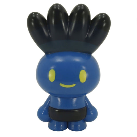 Hakusai-kun — Moonlight Night by Fewmany features a blue cartoon figure with yellow eyes, a smile, spiky black crown hair, and a black waistband—great for vinyl artist gacha or plant creature collections.