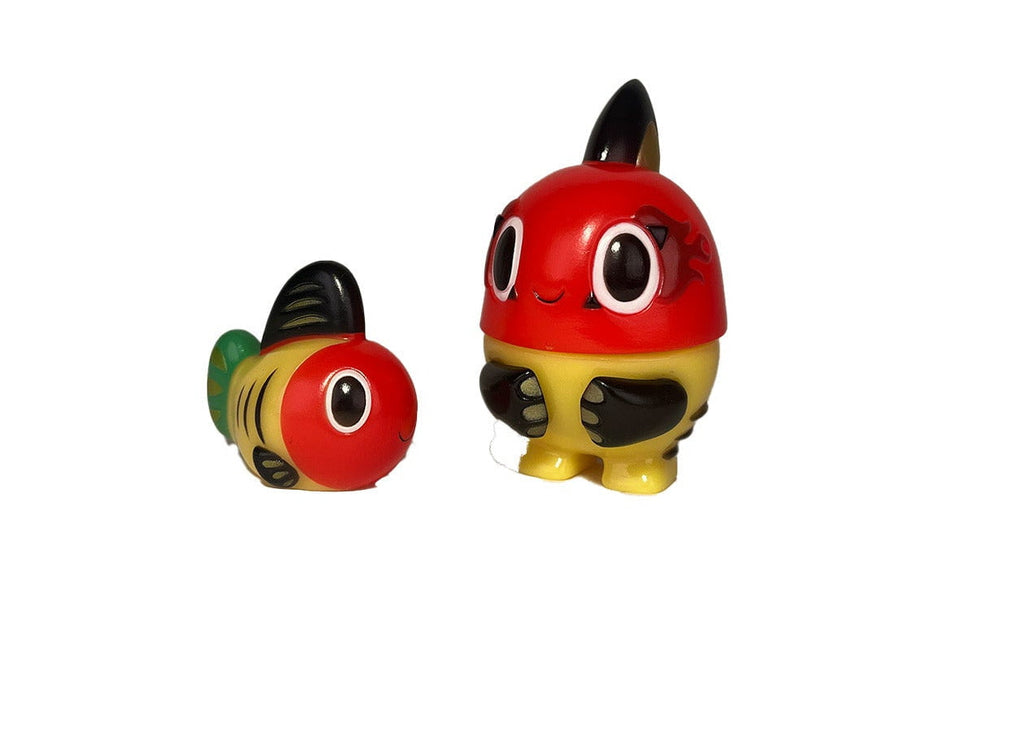 Brighten your day with the Kibunadon Set-Original from Teresa Chiba! These adorable cartoon-style toy fish with red heads, black fins, and yellow bodies make a charming addition to your collection—grab yours while supplies last!.