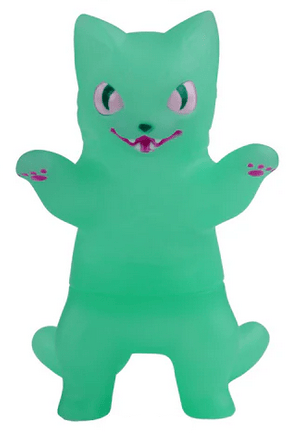 Negora Color Palette by Konatsuya is a green cat-like collectible kaiju with raised arms, wide eyes, a purple mouth, and detailed paws—perfect for fans of unique monster designs.