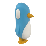 Old Friend — Blue Skies by Strangecat Toys features a blue and white penguin figurine with a yellow beak and feet, standing upright against a white background.
