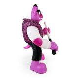 A side view of Bernie — Purple Reign Rotofugi Exclusive by UFO Toys, a purple cartoon monster sofubi figure with glasses, white shirt, textured vest, black pants, and white cane—a unique collectible.