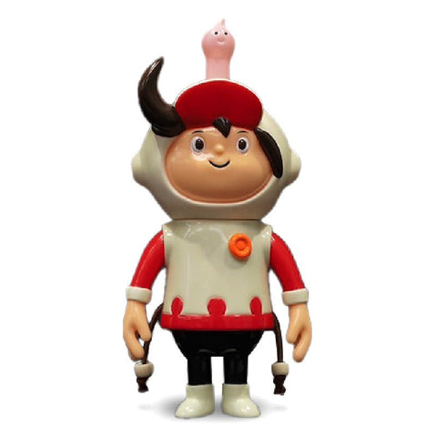 Hero P-Man by How2Work is a cartoonish figurine with a smiling face, white horned helmet, red and white suit, and a small pink creature on the helmet.