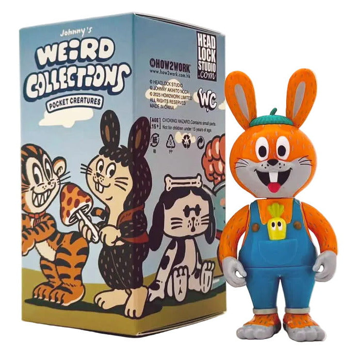 A cartoon rabbit in blue overalls stands beside the