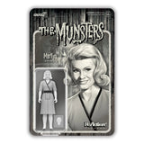 The Munsters ReAction - Marilyn by Super 7 is a gray-toned action figure on a vintage-style card with character art and series branding—perfect for fans of classic ’60s sitcoms and Munsters collectors.