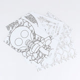 Rotofugi Coloring Cards Set 2 - Ferg features black and white cartoon character designs wearing gas masks, printed on heavy cardstock by Rotofugi.