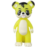 A yellow Tanuki no Pokopon figurine from Medicom's Vinyl Artist Gacha Series 6, with a white belly, black-tipped ears, and wide eyes, stands upright against a plain background.