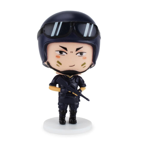 Chibi-style figure of Swat Team Officer Xu in helmet, goggles, and uniform with rifle on white base—part of the Best Happy Police Friends series by DG Zhou, by ExWorks/SII.