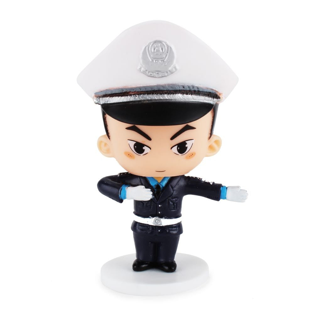 Best Happy Police Friends - Traffic Cop Huang by ExWorks/SII is a small figurine of an officer in uniform with a white hat, posed on a round base—perfect for designer collectible toy enthusiasts.