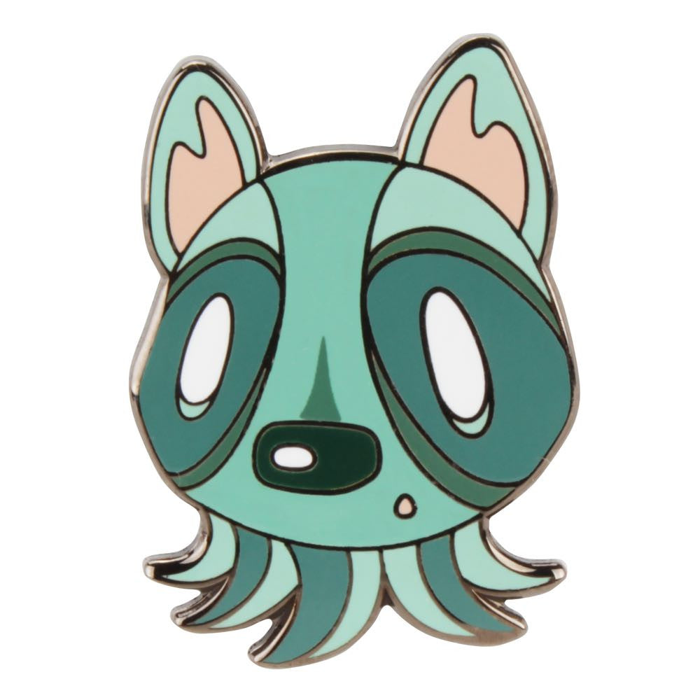 Discover The Artpin Collection - Octopup: a limited edition enamel pin featuring a cartoon green animal head with tentacles, big oval eyes, pointed ears, and a small black nose. Add this unique piece to your Artpin Collection today!.