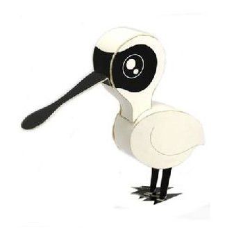 Black Faced Spoonbill DIY Paper Toy Postcard #119