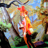 A woman in a bunny costume smiles in a vibrant, cartoon forest, rendered in Ain Cocke’s style. Featured on the Rotofugi Ain Cocke Playboy Redux Acrylic Magnet—available as a limited edition art magnet.
