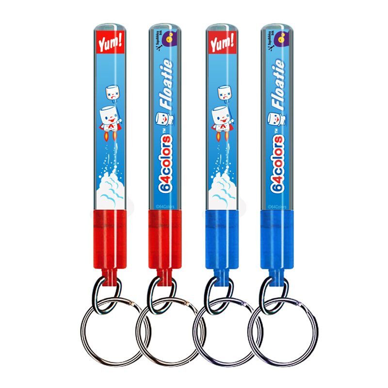 The Inked Pulp Marshall Artist Action Fob Floatie Keychain set includes four floating keychains with cartoon marshmallow graphics and