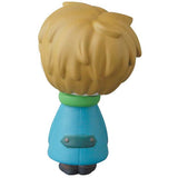Edward the Timid Friend by SONIC (VAG Series 25, Medicom): Light brown-haired figure in a blue coat with green collar, shown from the back on a white background; styled like collectible Japanese vinyl gachapon toys.