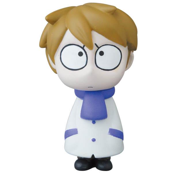 The VAG Series 25 — Edward the Timid Friend by SONIC, from Medicom, is a cartoon-style vinyl figurine with light brown hair, wide eyes, a white coat, and a blue scarf that showcases the charm of Japanese vinyl toy design.