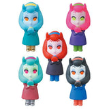 Five vibrant VAG Series 25 — Maria vinyl figures by Asami Matsumura from Medicom stand in rows, each with horn-like features and unique outfits—ideal collectibles for any Vinyl Artist Gacha fan.