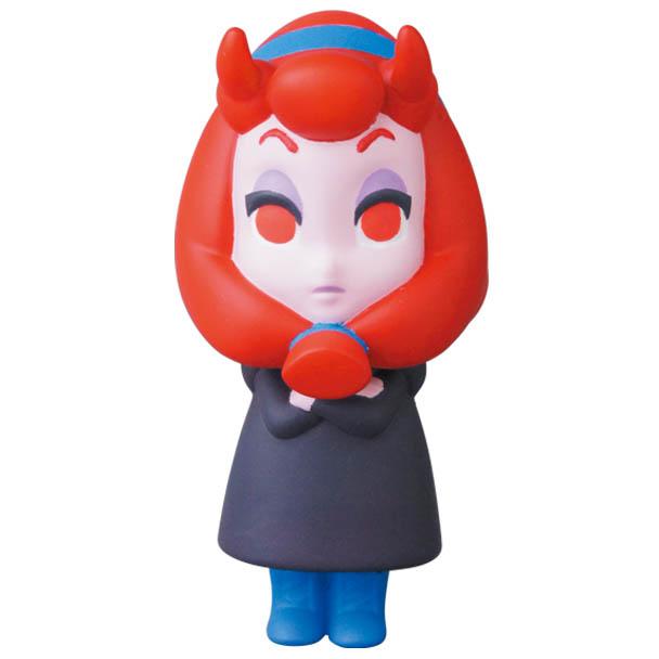 Medicom’s VAG Series 25 — Maria by Asami Matsumura: a Japanese vinyl toy featuring red horn-shaped hair, pale skin, blue shoes, and a dark dress, posed with arms crossed.