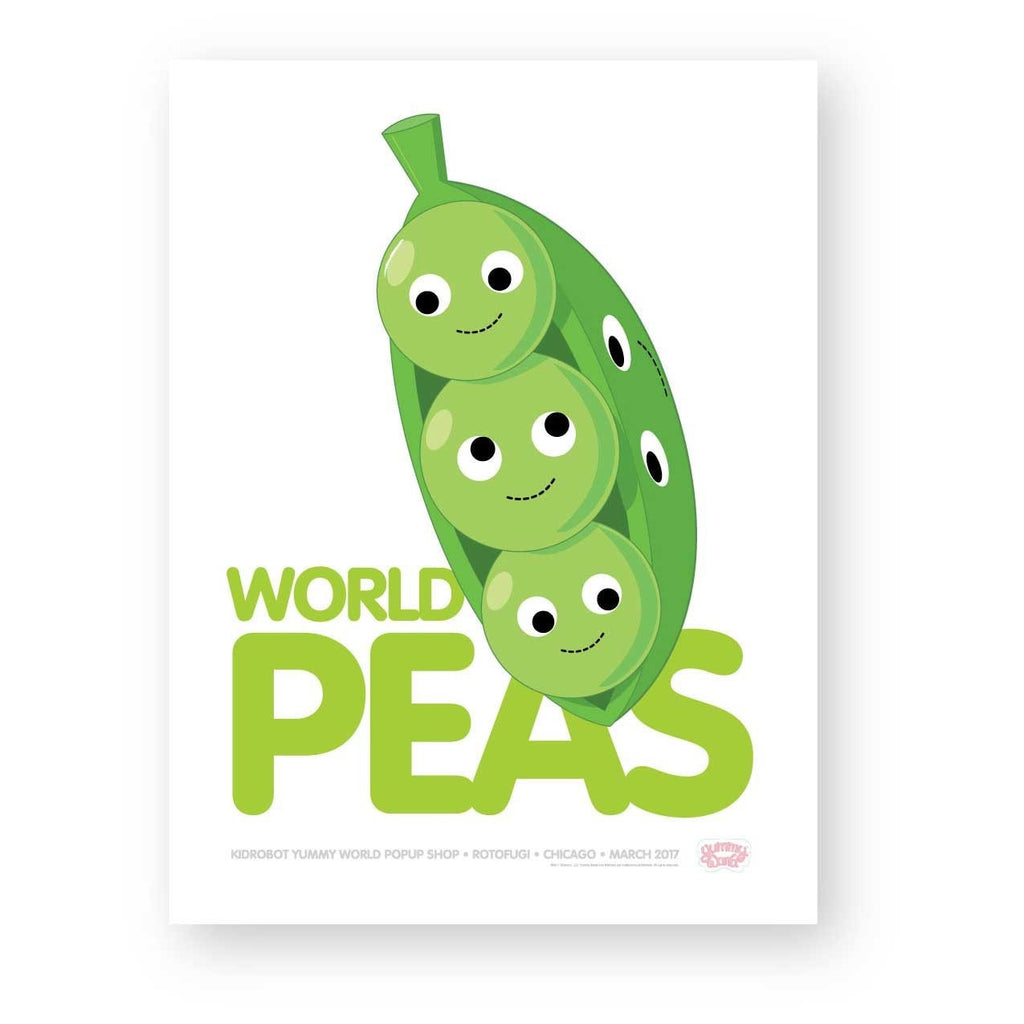 An illustration of three smiling green peas in a pod appears above