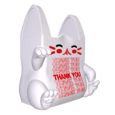 Fuku The Lucky Cat Bag by DoomCo Designs is a white maneki-neko inspired bag with red facial details and 