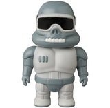 The Medicom VAG 45 — Space Controller is a stylized gray and white armored toy with a helmet, black visor, and skeletal teeth—ideal for fans of Japanese vinyl toys like Vinyl Artist Gacha figures.