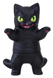 The Konatsuya Negora Color Palette is a black cartoon kitty kaiju figurine with green eyes, pink nose, and open mouth, standing upright with both arms raised—a playful collectible for whimsical monster fans.