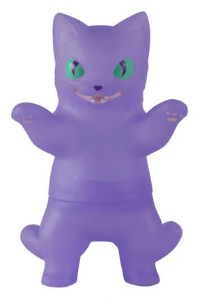 The Konatsuya Negora Color Palette features a purple kitty kaiju figurine with green eyes, raised paws, and a mischievous smile standing on two legs against a white background.