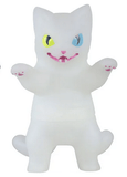 Negora Color Palette by Konatsuya is a white cartoon cat figurine with raised arms, yellow and blue eyes, pink mouth and paw details, and a smiling face—an adorable collectible kaiju for fans of cute monsters.