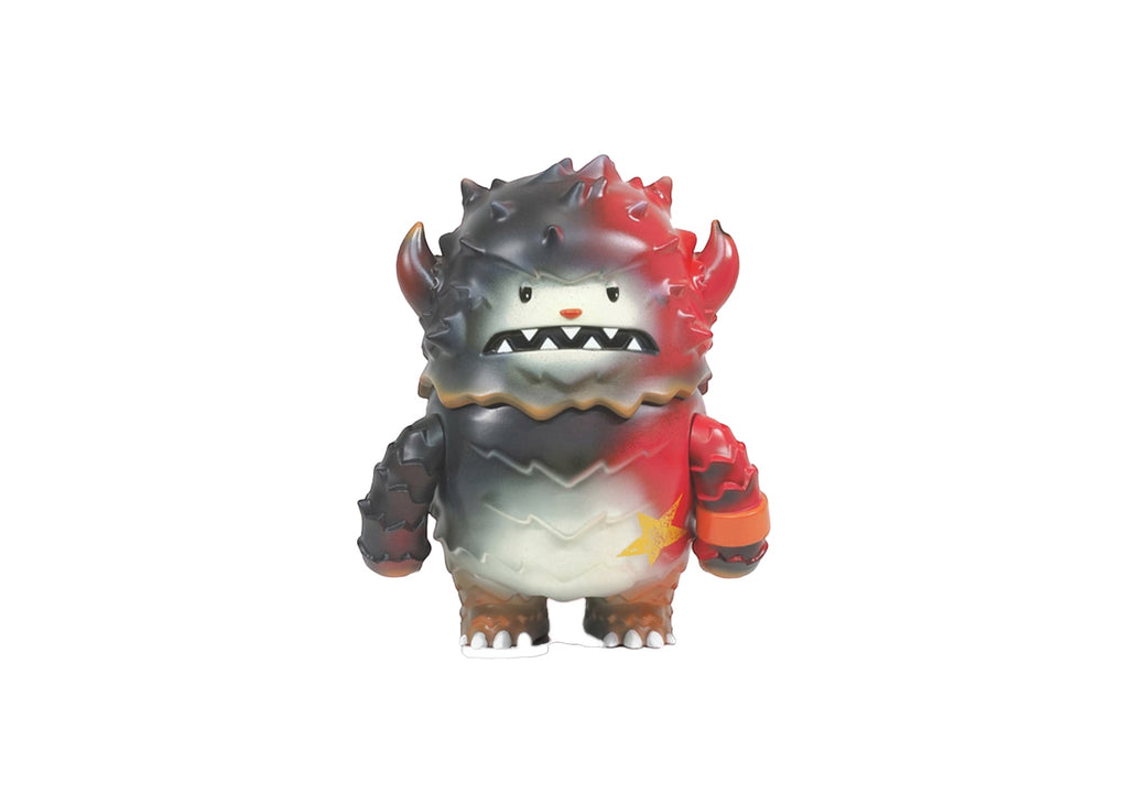 A Lucas-Starbeast Adventure toy figure by The Little Hut—this spiky, horned monster with a red, black, and white gradient and yellow star is perfect for fans or Shon Chen collectors.