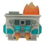 A blue and gray toy rocket booster with two orange flames, designed for the 100% Soft Mecha Dumpster Fire DF-79—perfect for Gundam fans or as a magnetic, detachable accessory for your collection.