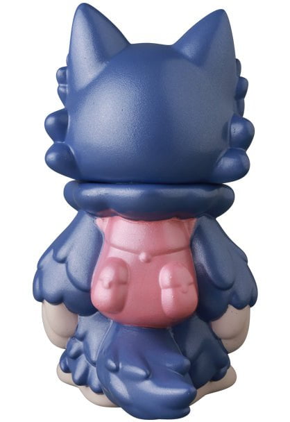 The Ookamikun — VAG 10th Anniversary by Medicom is a blue wolf-like figurine with a pink backpack and detailed fur, capturing the charm of Japanese vinyl toy art in the collectible Vinyl Artist Gacha style.