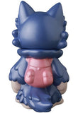 The Ookamikun — VAG 10th Anniversary by Medicom is a blue wolf-like figurine with a pink backpack and detailed fur, capturing the charm of Japanese vinyl toy art in the collectible Vinyl Artist Gacha style.