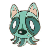 Discover The Artpin Collection - Octopup: a limited edition enamel pin featuring a cartoon green animal head with tentacles, big oval eyes, pointed ears, and a small black nose. Add this unique piece to your Artpin Collection today!.