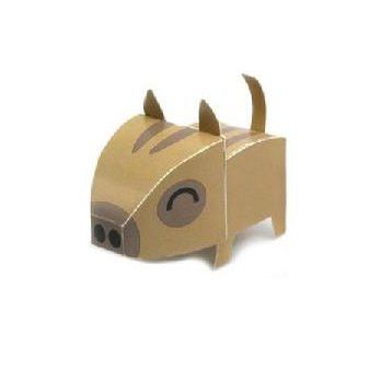 Boar DIY Paper Toy Postcard #032