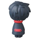 The VAG Series 25 — Edward the Timid Friend by SONIC, from Medicom, is a chibi-style figure with black hair and a dark coat with red accents, inspired by Japanese vinyl toy aesthetics and shown from the back.