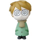 Edward the Timid Friend by SONIC from Medicom’s VAG Series 25 features a cartoon figure with messy light brown hair, spiral eyes, green coat, tan scarf, and black shoes, evoking collectible Japanese vinyl toy gachapon style.