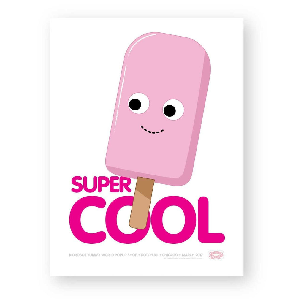 Illustration of a pink popsicle with cartoon eyes and a smile above bold 